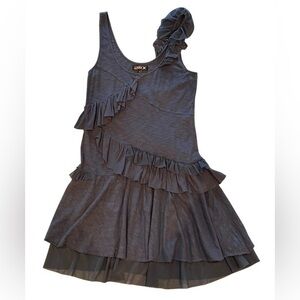 La Rok Blue Ruffled Dress NWOT